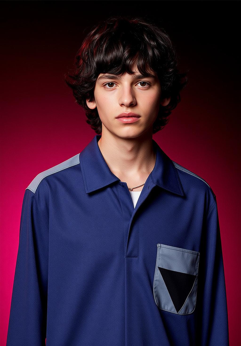 Blue Collared Shirt Studio Pose