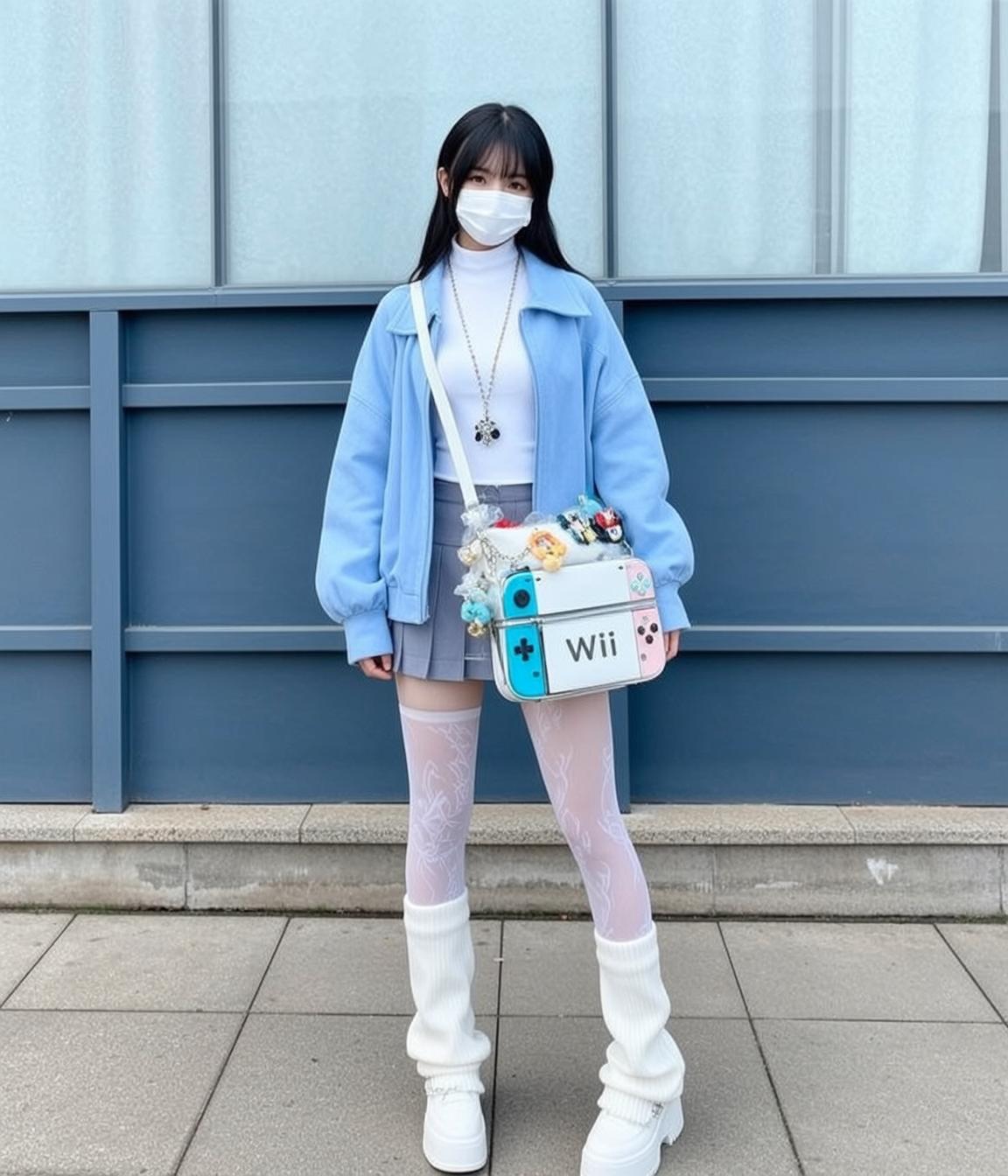 White Mask White White Turtleneck Blue