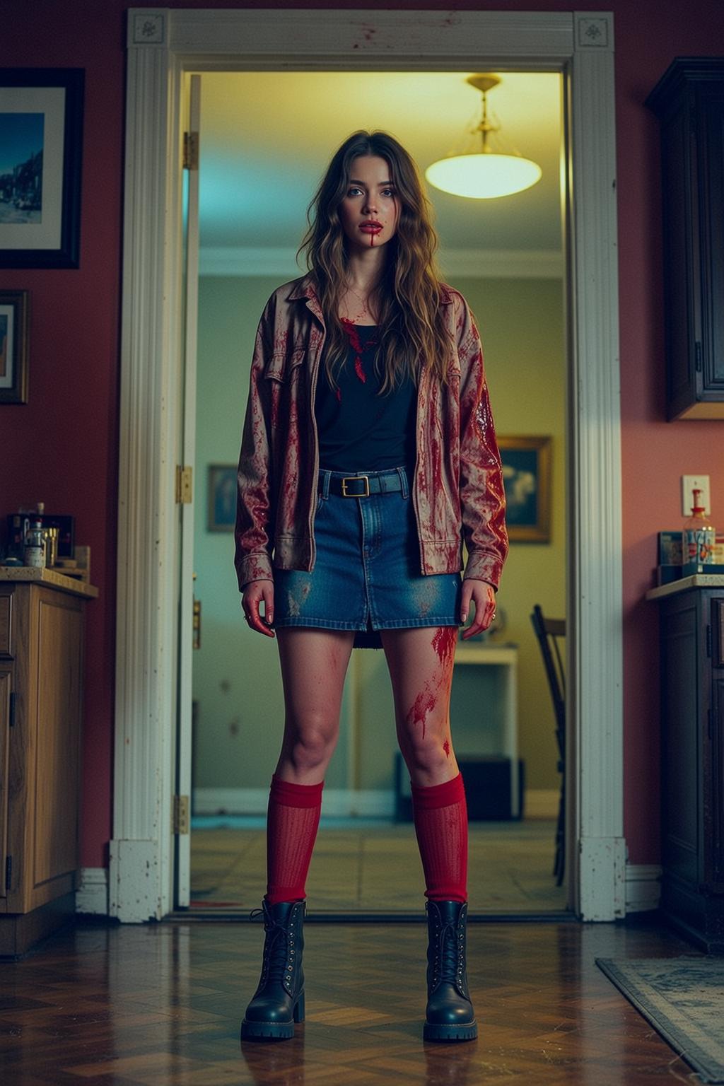 Blood Splatter Denim Skirt