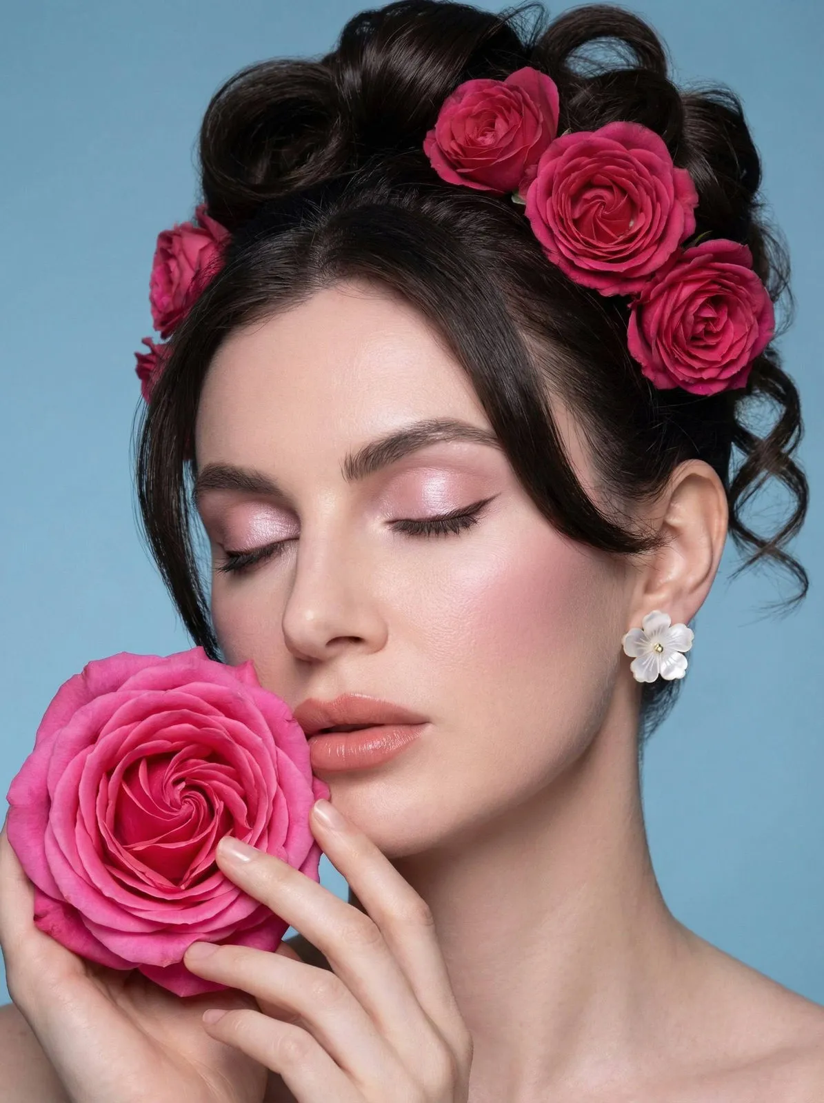 Makeup And Earrings In Studio Portrait