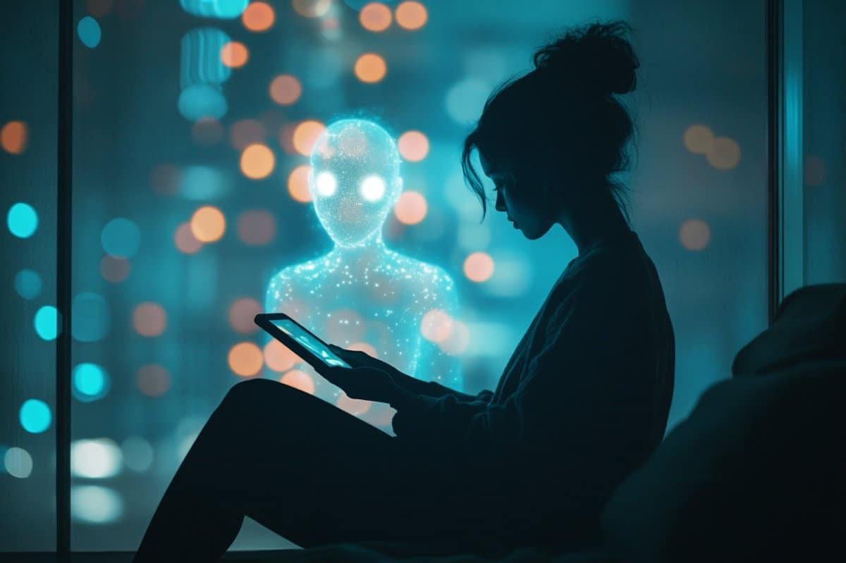 Silhouetted By Window Holding Glowing Tablet