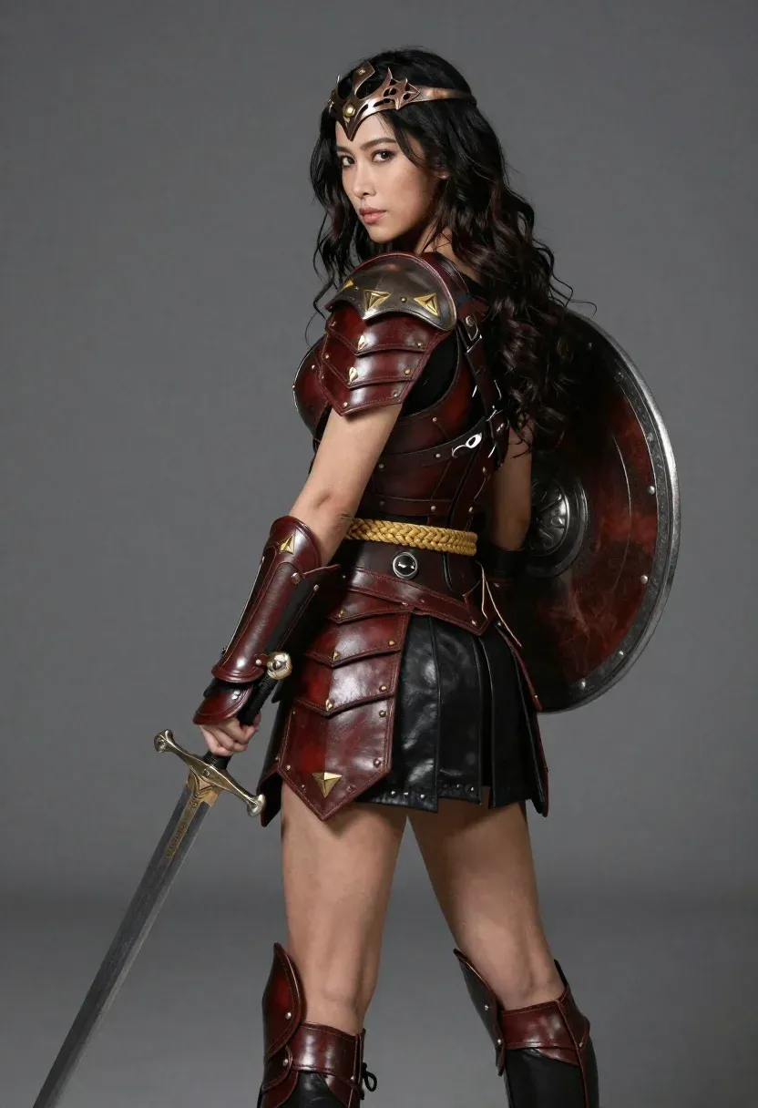 Hyper-realistic Cinematic Portrait Female Warrior Full Battle Armor Subject Woman
