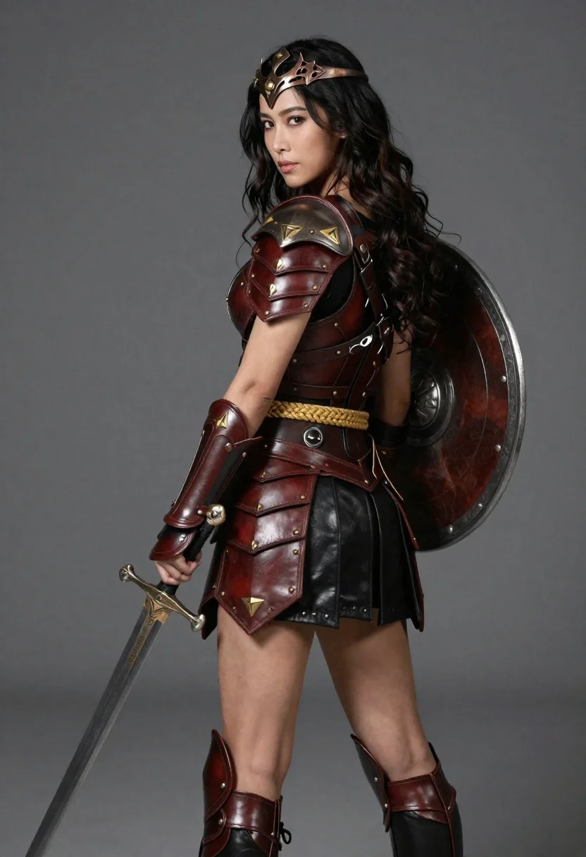 Hyper-realistic Cinematic Portrait Female Warrior Full Battle Armor Subject Woman reference photo