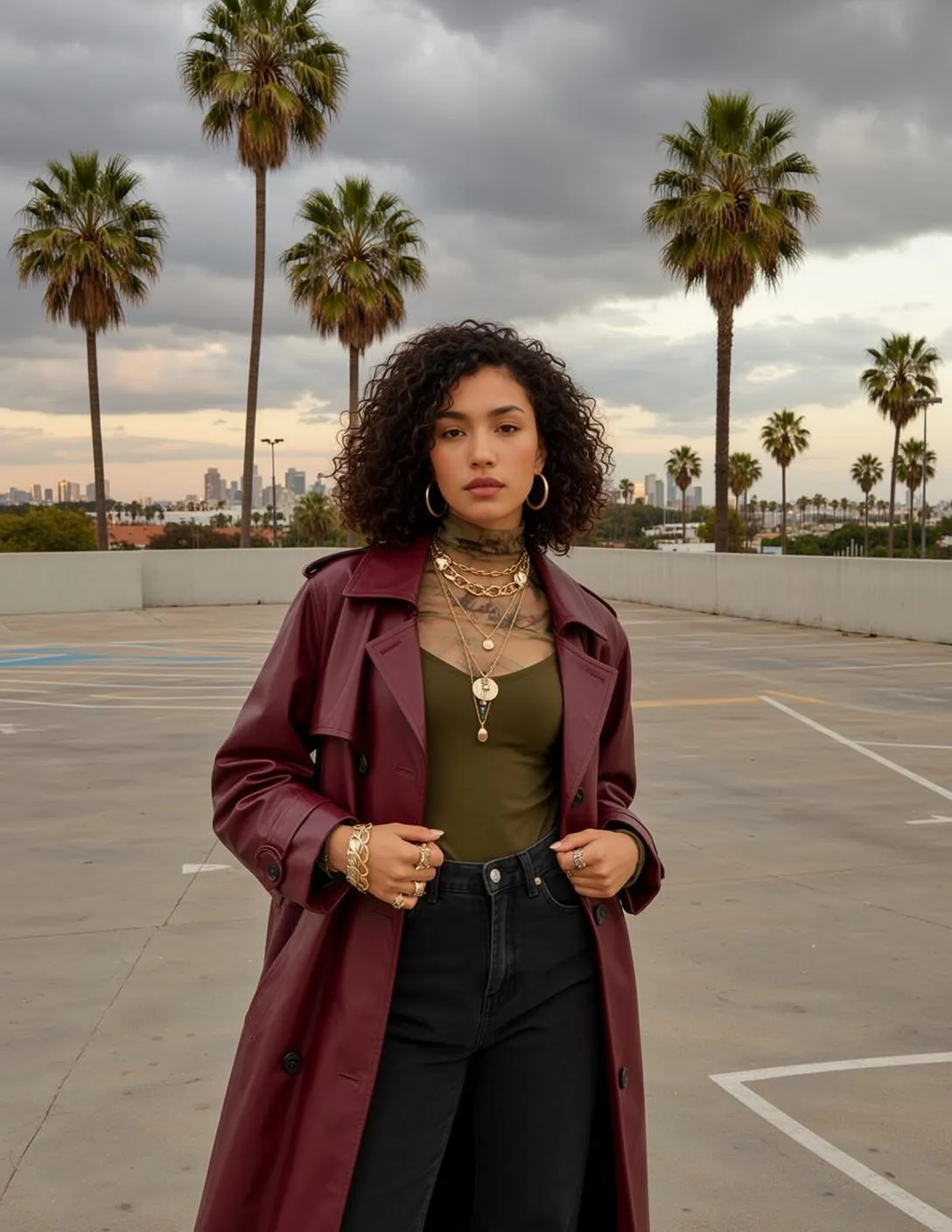 Tattoos Earrings Necklace Bracelets And Rings In Turtleneck Portrait