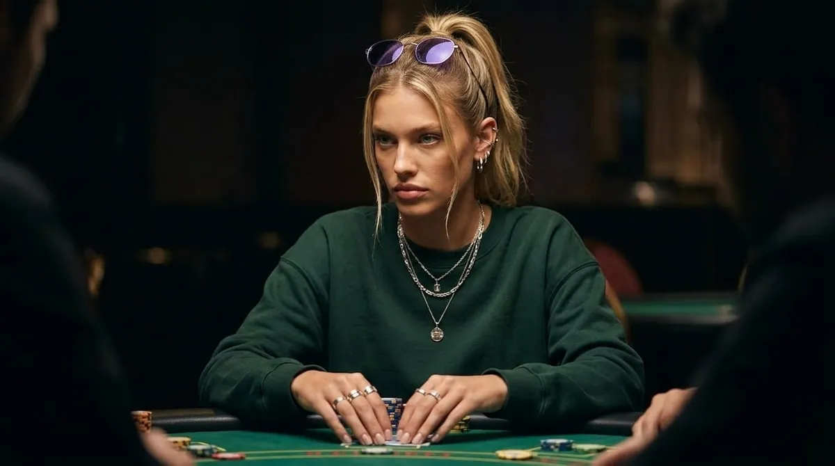 Sunglasses Earrings Necklace And Rings In Casino Portrait
