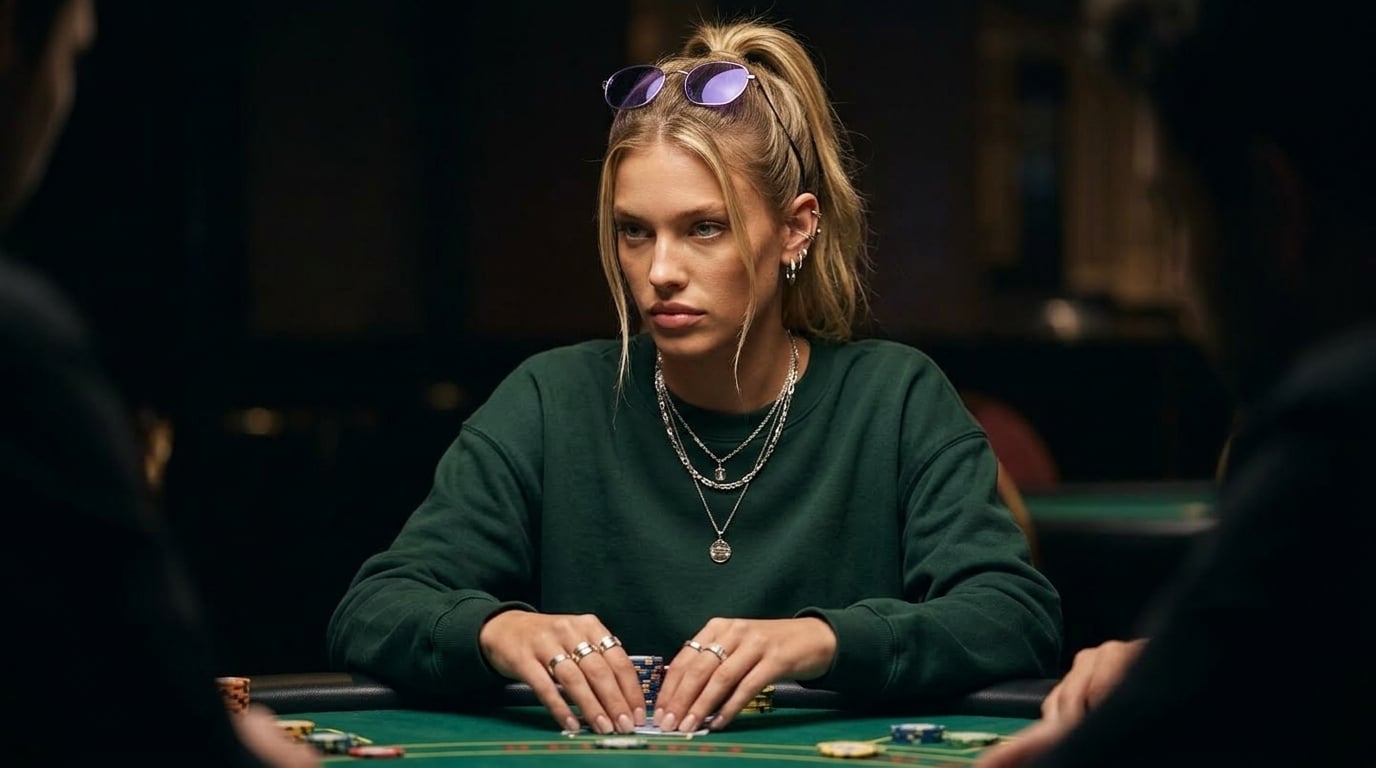Casino Poker Table Focused Expression