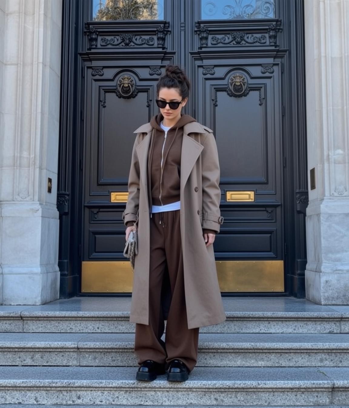 Casual Young Dark Brown Pulled Messy Bun