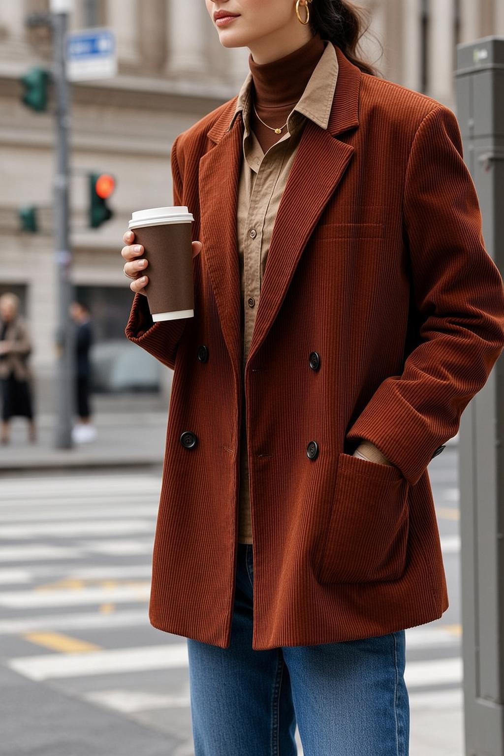Autumn Dark Brown Pulled Back Fair Turtleneck