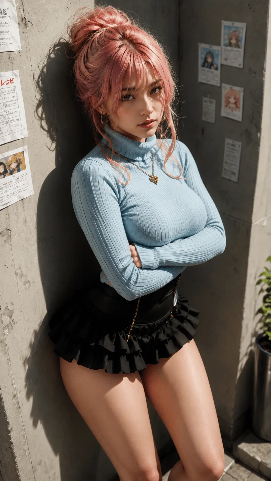 Pale Blue Fitted Long Sleeve Top In Narrow Sunlit Outdoor