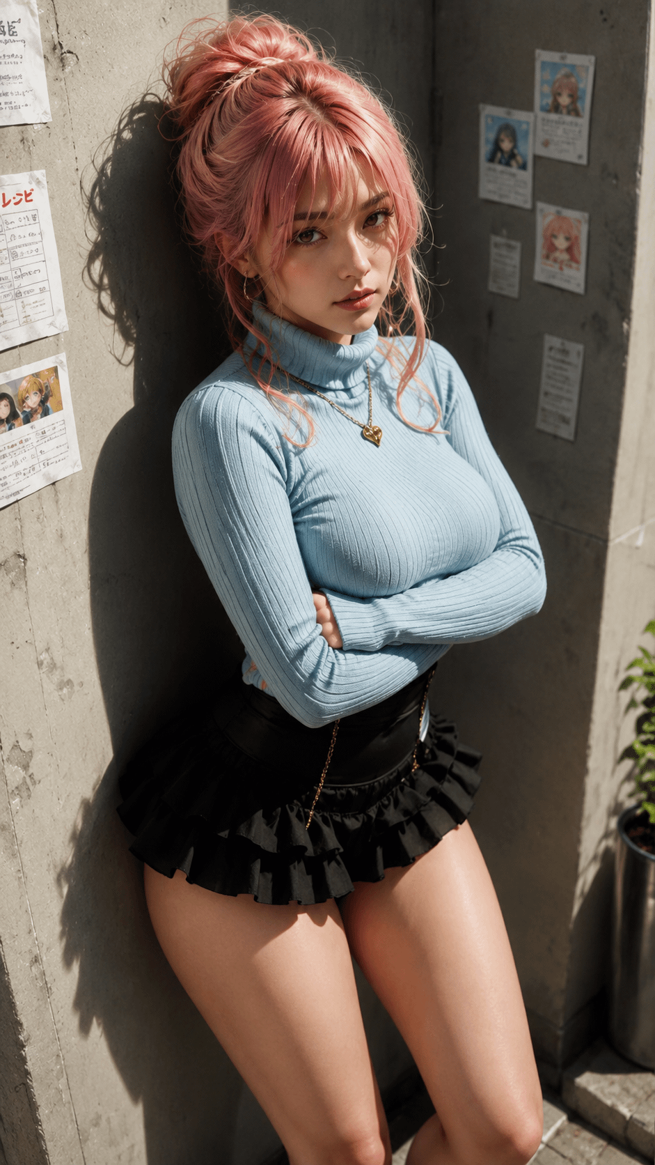 Pale Blue Fitted Long Sleeve Top In Narrow Sunlit Outdoor