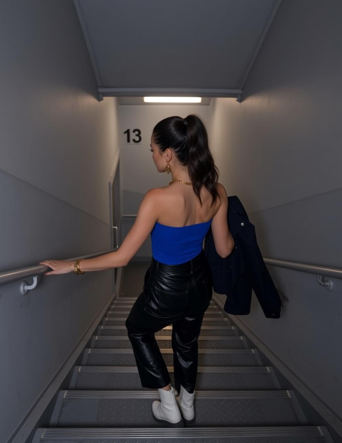 Explore Walking Staircase Viewed Slightly Side Her