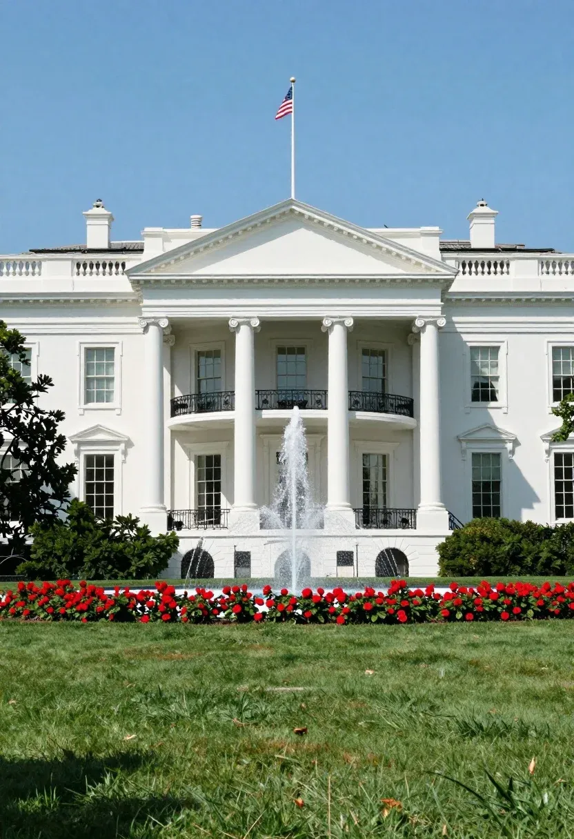 Majestic White Neoclassical Building With Grand Portico Featuring Tall Columns