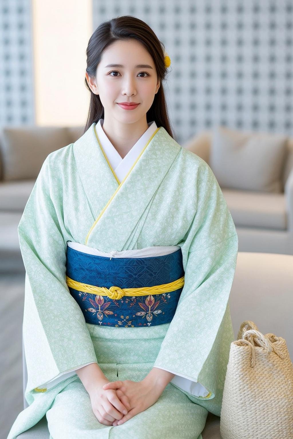 Mint Green Kimono Floral Obi