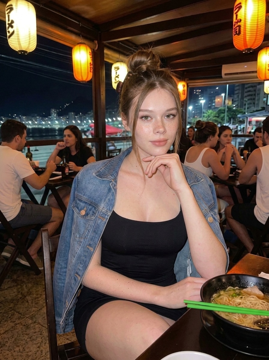 Outdoor Restaurant Night Paper Lanterns Ramen