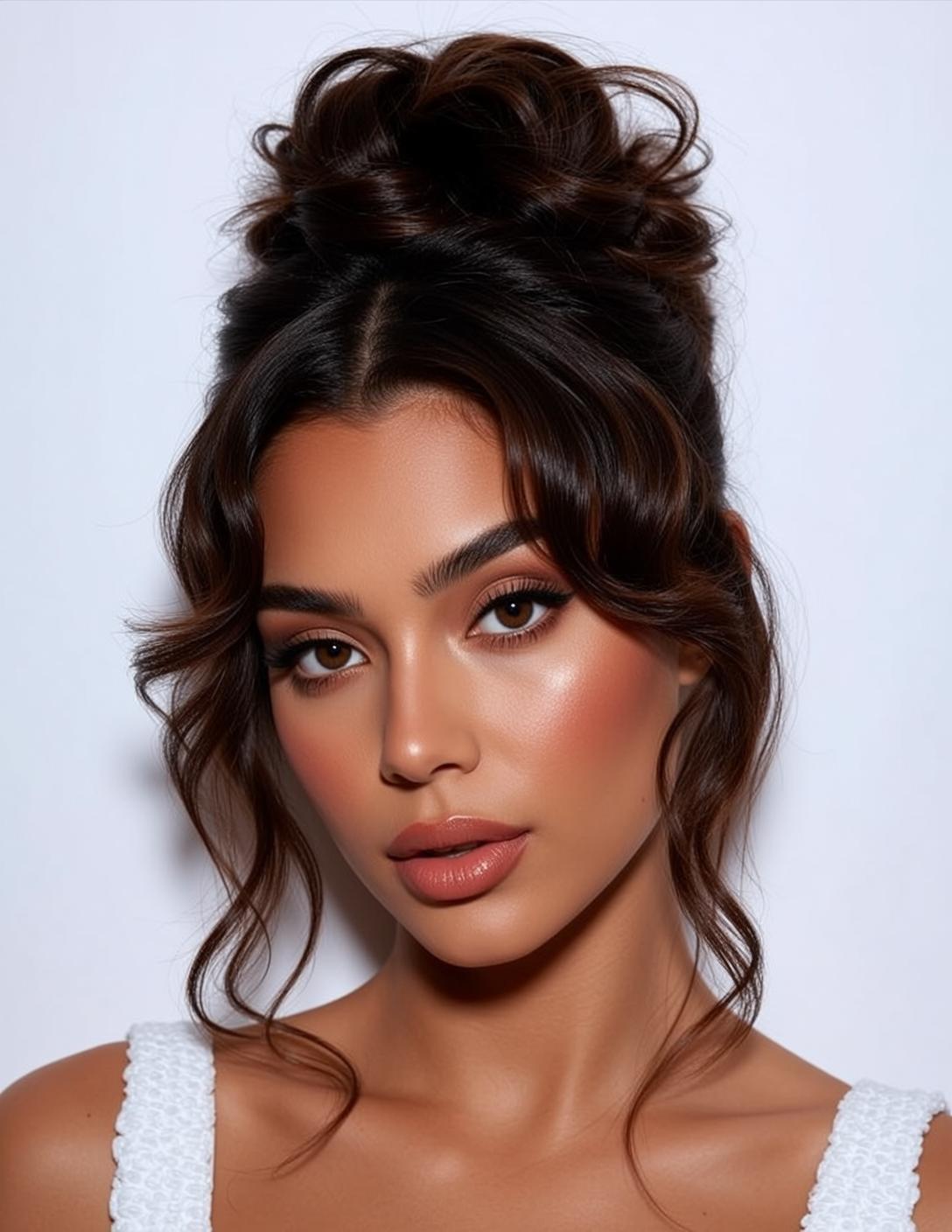 Hair Salon Young Dark Brown Messy Updo