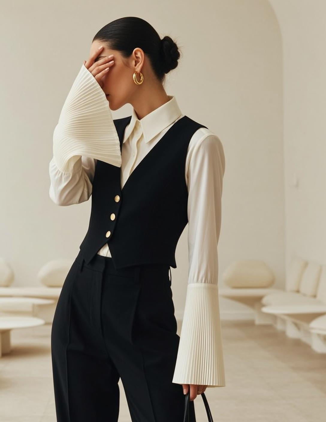 Luxury Dark Hair Bun Fair Skin White