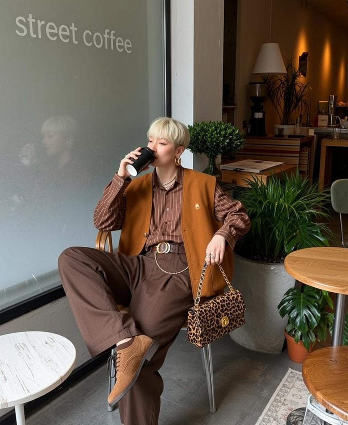Casual Short Blonde Hair Light Skin Brown