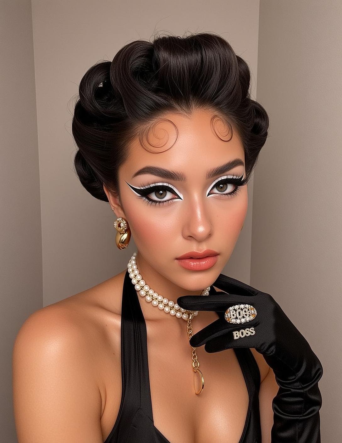Close-up Head-and-shoulders Portrait Young Woman With Dark Intricately Styled Hair