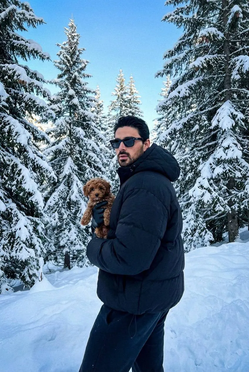 Snowy Coat Puppy Portrait