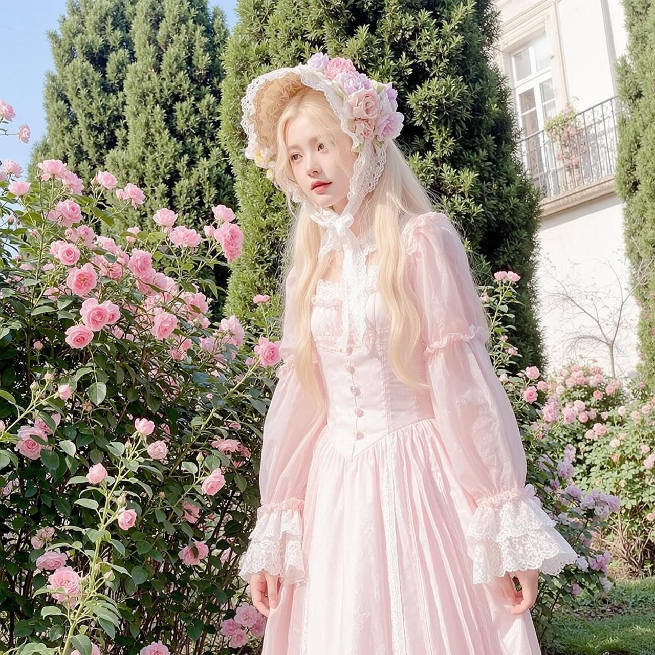 Pink Lace Bonnet Portrait
