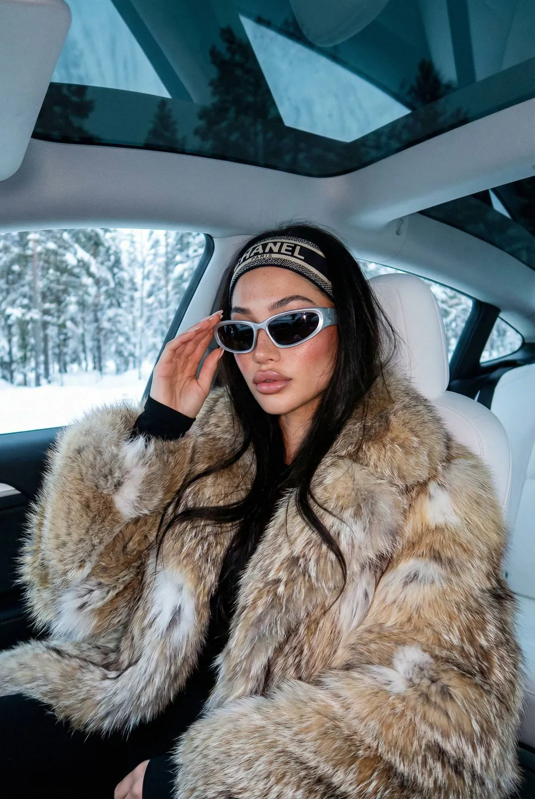 Sunglasses And Manicure In Car Portrait
