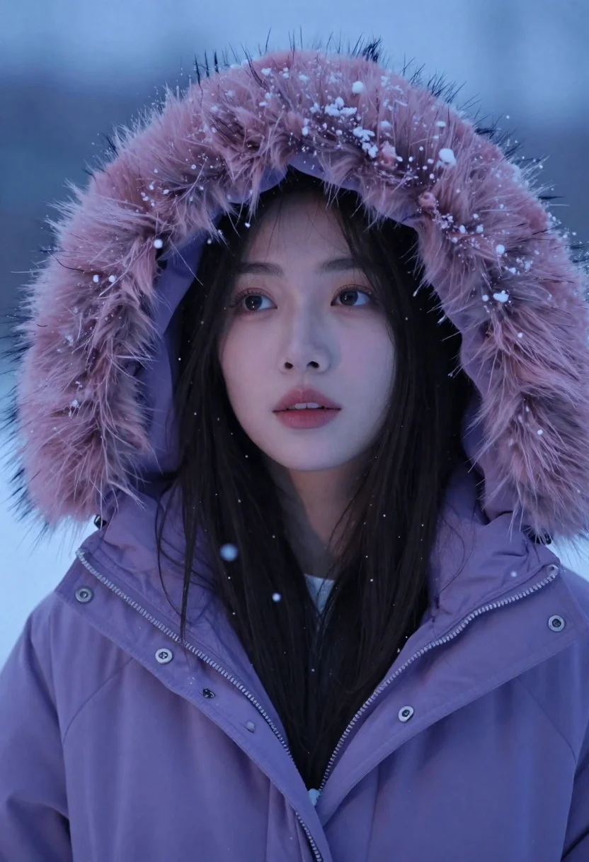 Close-up Portrait Young Woman With Long Dark Hair And Soft reference photo