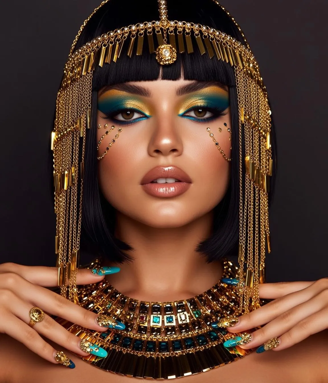 Halloween Makeup Dark Bob Haircut Black Tan