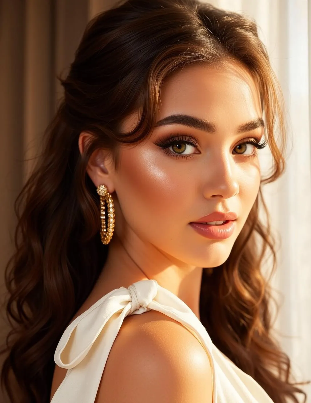 Makeup And Earrings In Dress Portrait