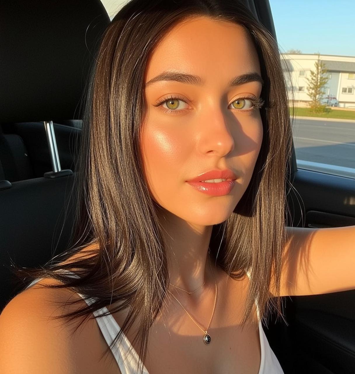 Sitting In Car Golden Hour Sunlight