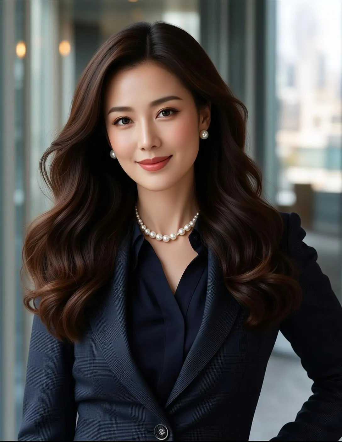 Earrings And Necklace In Blazer Portrait