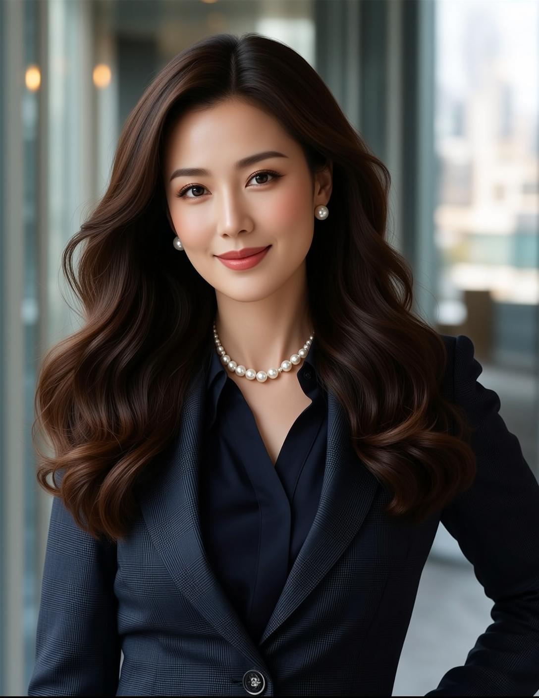 Navy Blouse Plaid Blazer