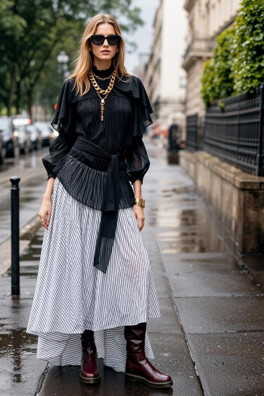 Fashion Week Blonde Long Wavy Fair Black