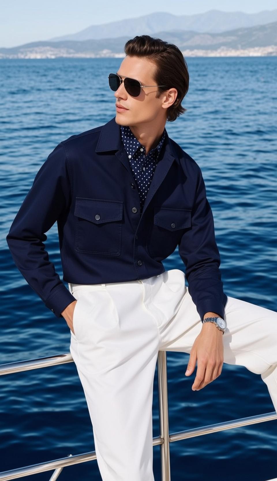 Dark Brown Styled Back Fair Navy Blue