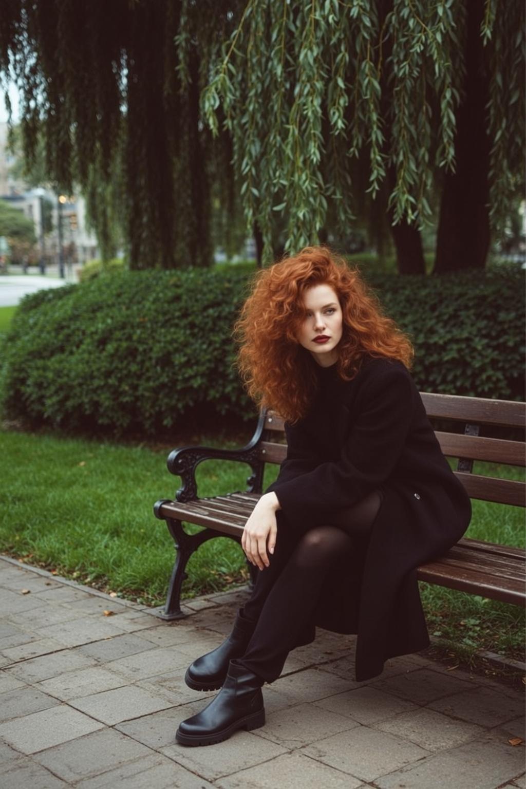 Black Coat Park Bench