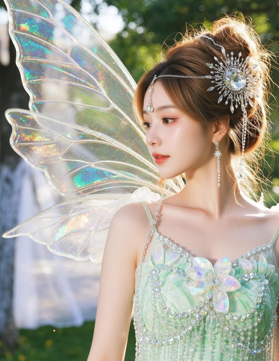 Fairycore Young Brown Updo Fair Light Green