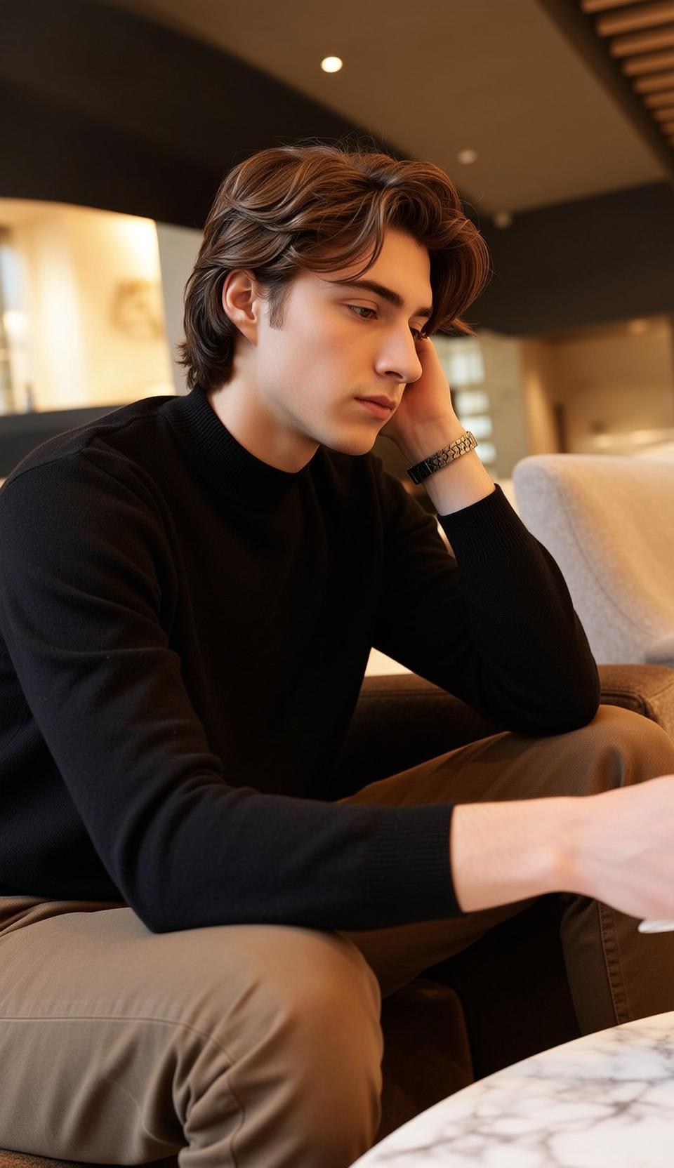 Explore Medium Captures Young Seated His Body