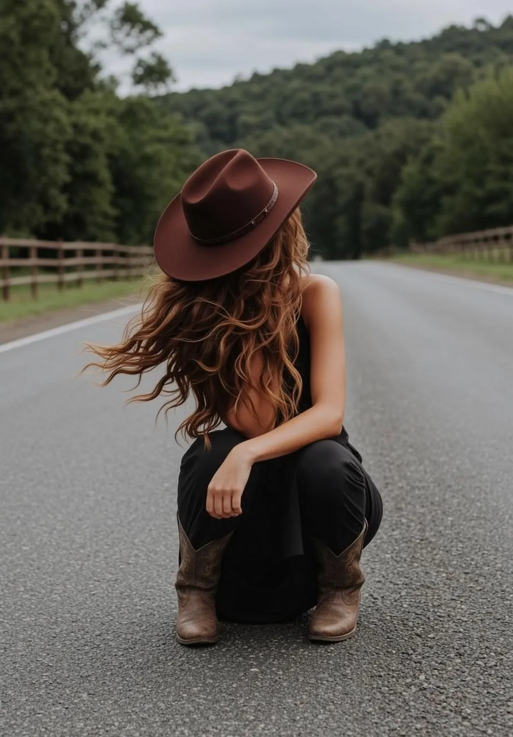 Rural Road Cowboy Pose