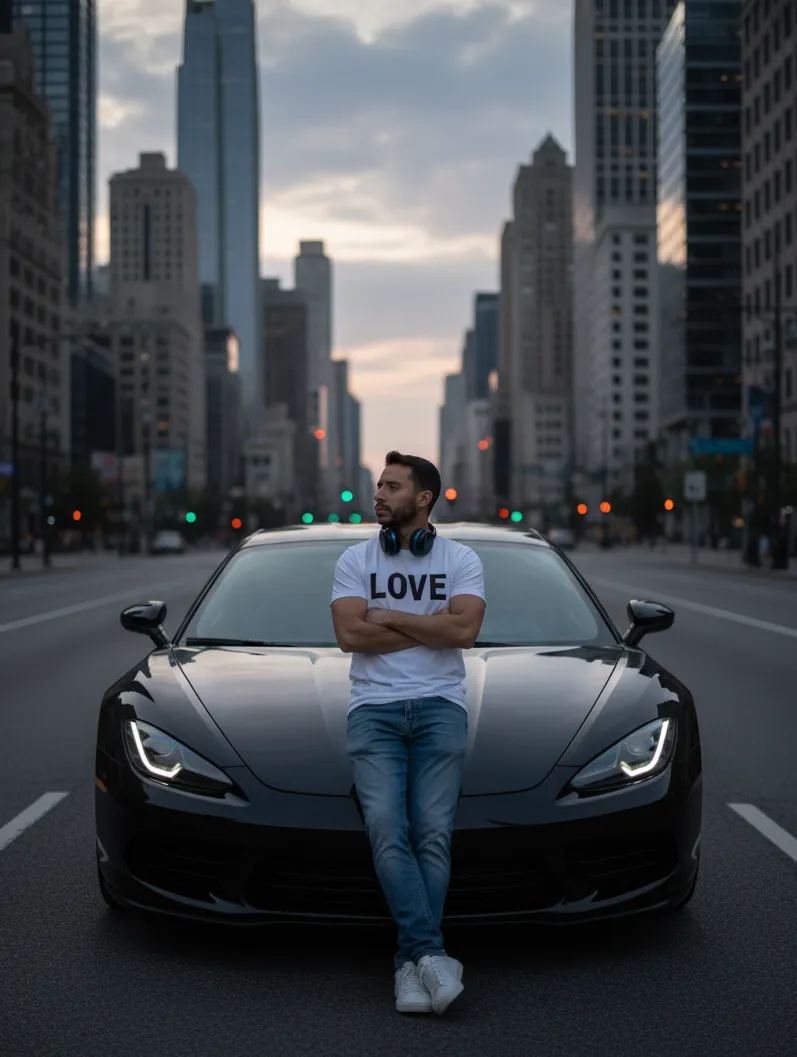 Urban AI Generated Man Car