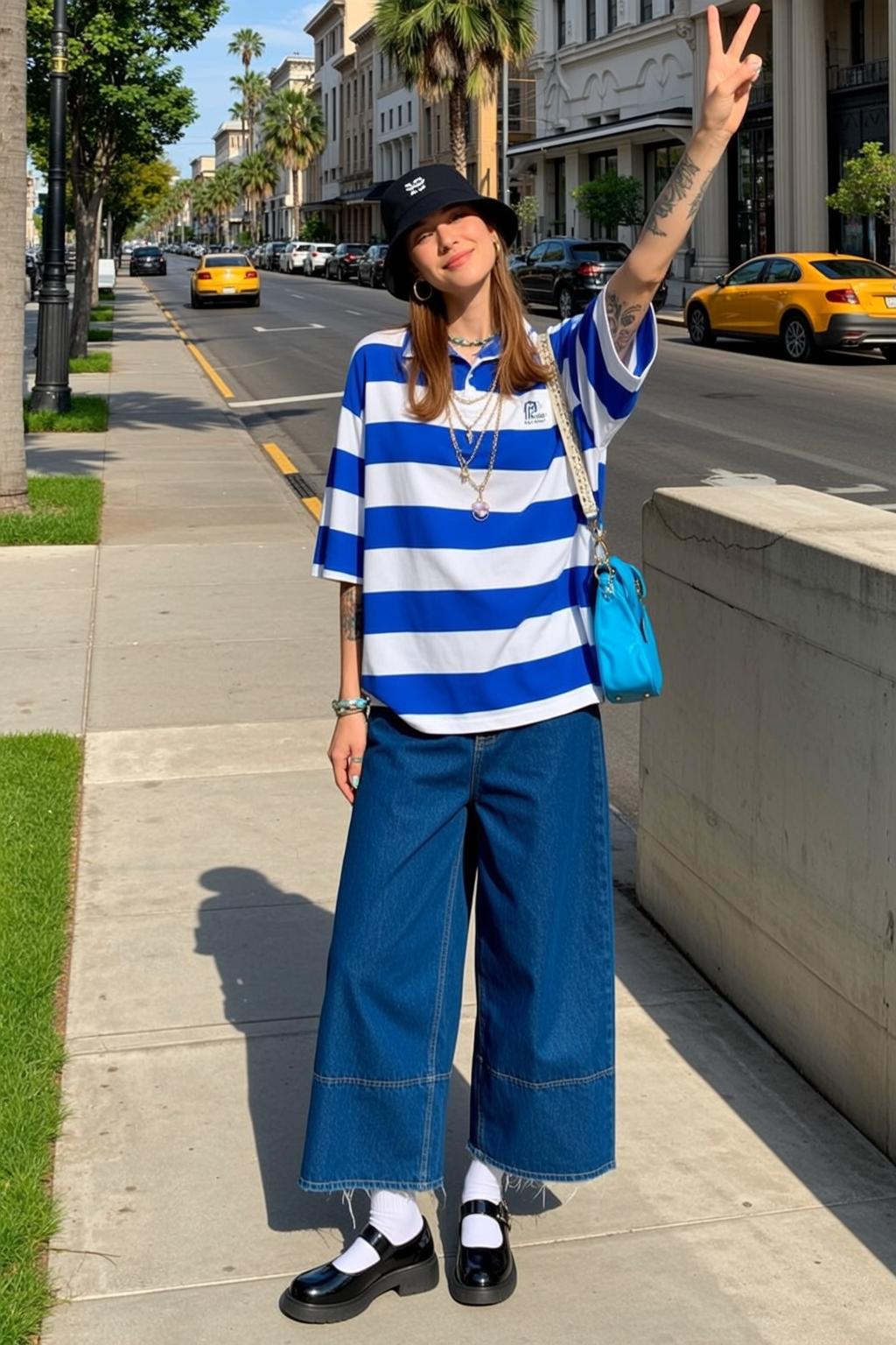 White Shirt City Street Standing