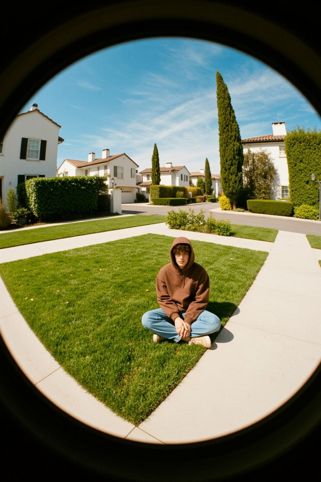 Fisheye Young Curly Brown Hair Fair Skin
