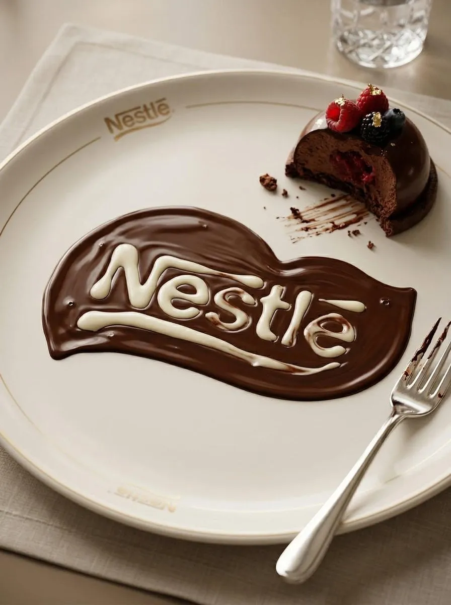 Melted Chocolate Logo Dessert Scene On Branded Plate