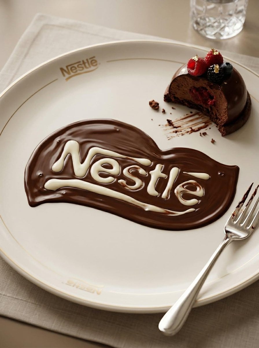 Melted Chocolate Logo Dessert Scene On Branded Plate