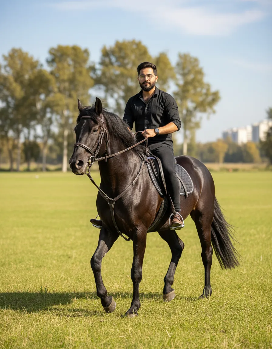 Horse Rider in Golden Daylight