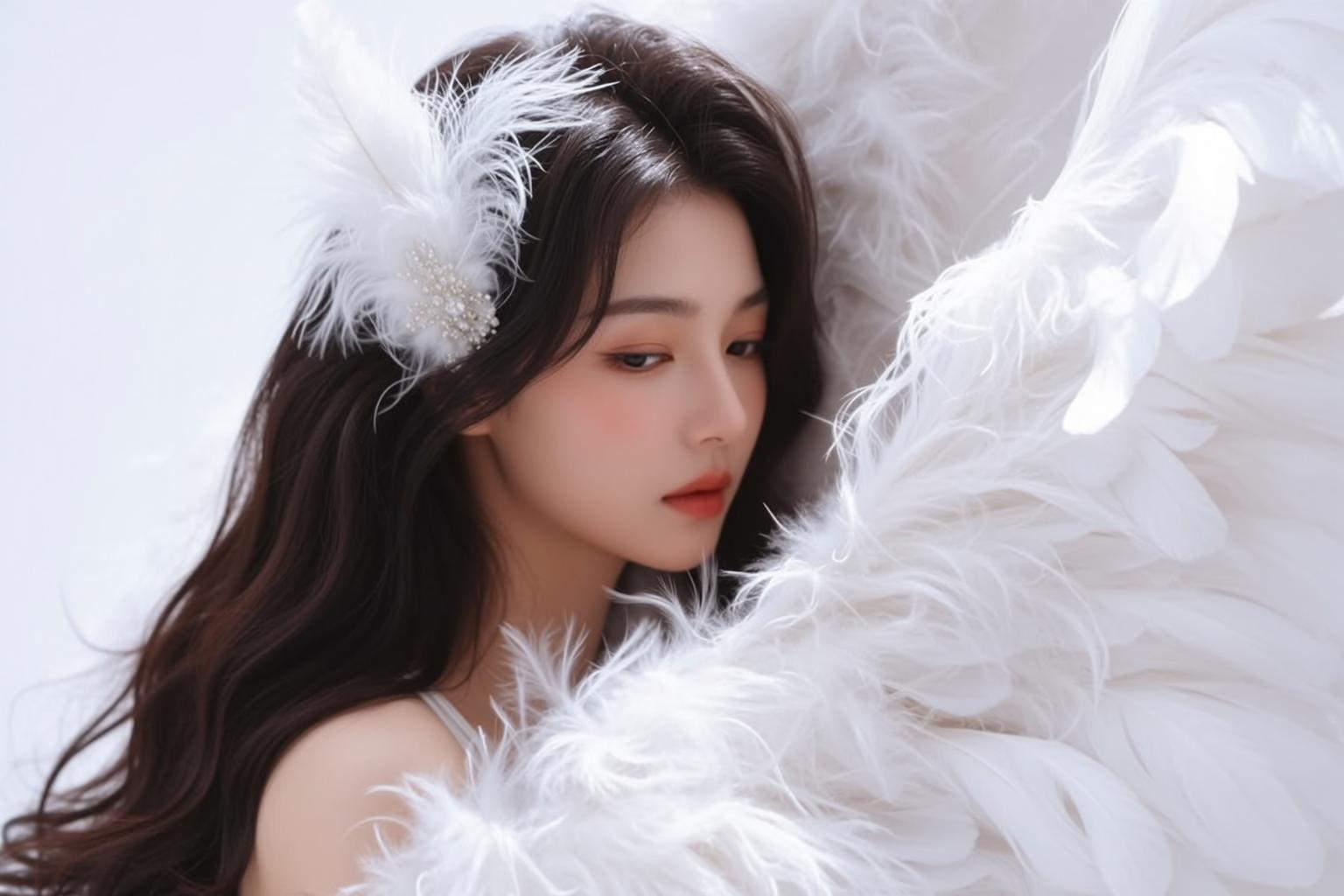 White Spaghetti Strap Feathers