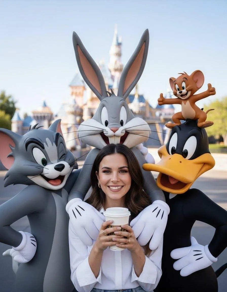 Happy Theme Park With Mascots Coffee