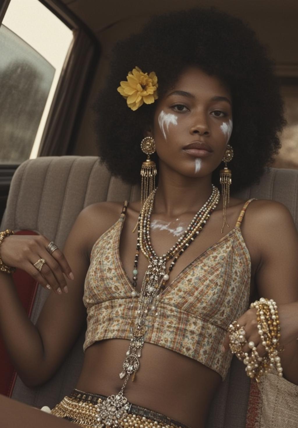 Car Floral Crop Top Beaded Belt