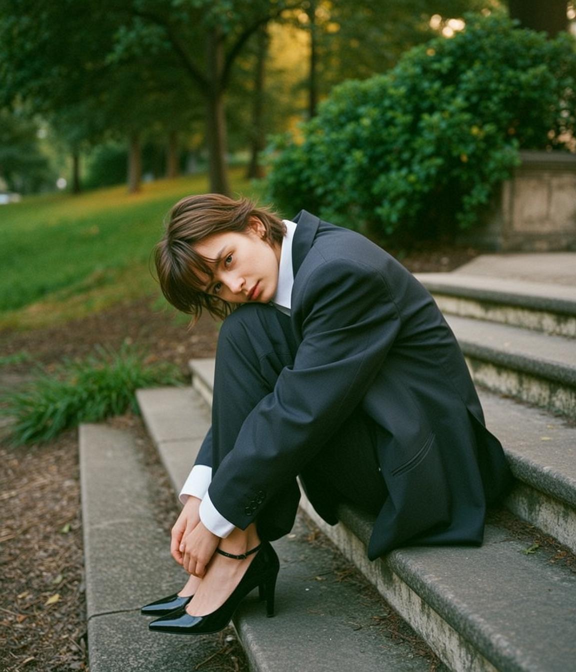 Black Suit Park Steps