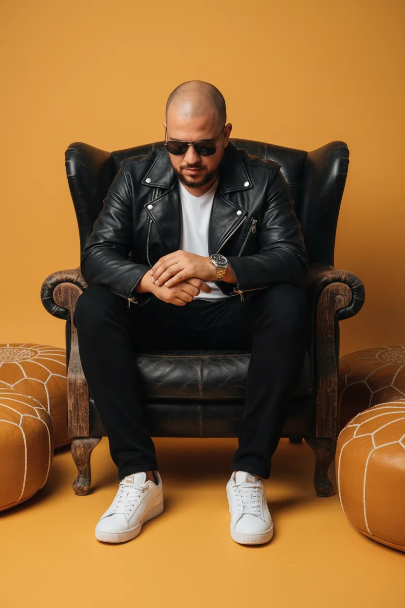 Man In Leather Jacket Portrait