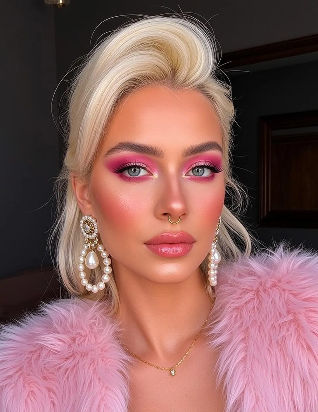 Piercings Makeup Earrings Necklace And Lash Extensions In Fashion Portrait