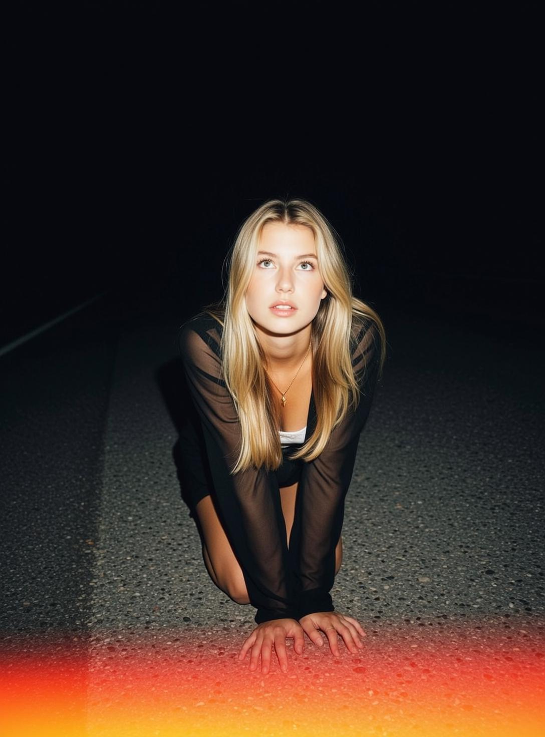 Explore Kneeling Asphalt Facing Forward Her Head